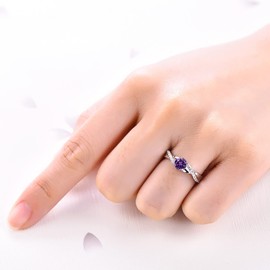 YL Women's Engagement Ring Wedding Ring 925 Sterling Silver with 5 mm 3A Cubic Zirconia Women’s Infinity Ring, Silver, February, amethyst