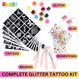 Glitter Tattoos for Kids Tattoo Kit - 160 Temporary Tattoos for Girls, Birthday Gifts for Girls 7 Year Old Girl Gifts Ideas, Fun Girls Gifts for Age 6 8 9 10+