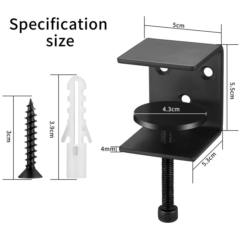 Pack of 2 Shelf Brackets, Wall Shelf, Adjustable Table Clamps,