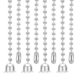 PATIKIL 1M 3.3ft Ceiling Fan Pull Chain, 4 Pcs Beaded Pulls Cord Extender Flower Pendant for Fan Light Chandelier Table Lamp Pulling Switch, Silver Tone