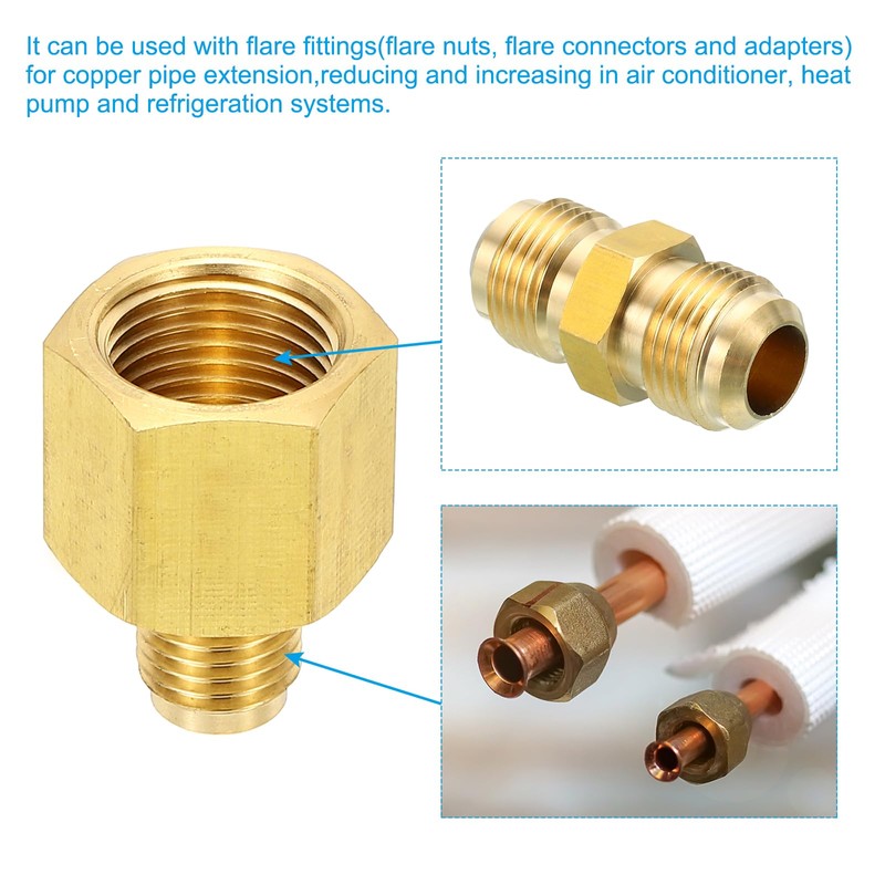 Patikil 3/8" Female x 1/4" Male Flare Connectors, SAE 45