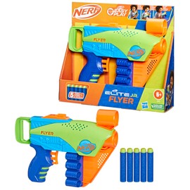 Nerf - Lanzador Elite Jr Flyer Easy-Play - 5 Dardos Nerf Elite - Juegos Exteriores - A Partir de 6 años - Fácil de sostener, Cargar y lanzar