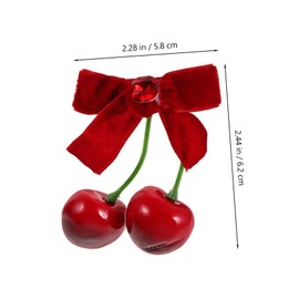 WOONEKY Cute Cherry Hairpin Hair Accessories Soft Velvet Clips Fruit Shape Hair Bow Multi-purpose for Girls