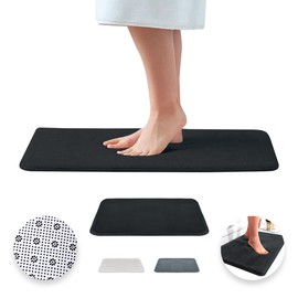 Raganet, Tapete de Baño Super Absorbente de Memory Foam, Alfombra de Baño de 60cm Largo X 40cm Ancho, Base Antideslizante, Maxima Abosrcion, Facil de Lavar, Material Duradero (1, Negro)