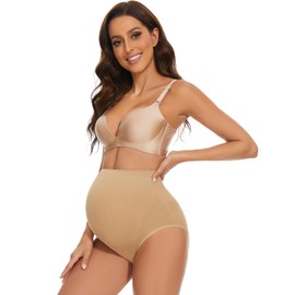 KUNINDOME Plus Size Maternity Panties, 2 Pack of Nude and Black, 3X-Large