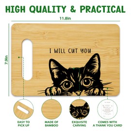 Funny Black Cat Cutting Board-I Will Cut You, Charcuterie Board for Kitchen Decor, House Warming Gifts for Cat Lovers Couples Friends -06