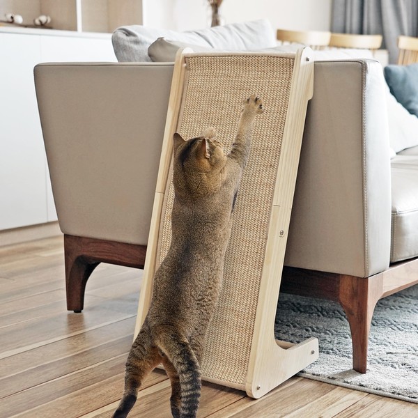 PETKARAY Cat Scratcher, Sisal Scratching Ramp, L Shape Scratch Pad