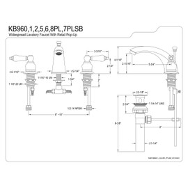 Kingston Brass KB962PL Widespread Lavatory Faucet, Polished Brass