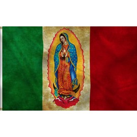 HVATLTL Our Lady Virgen De Guadalupe Mexican Flag 3x5FT,Heavy Duty 100D Polyester,Vivid Colors,Virgin Mary Flag with 2 Brass Grommets for Indoor Outdoor. (3x5)