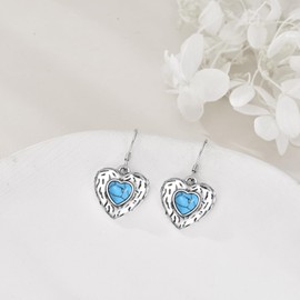 POPLYKE Turquoise Heart Earrings for Women 925 Sterling Silver Western Earrings Jewellery Gift for Girls, Sterling Silver