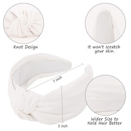 TODDER Knotted Wide Headband White headband Cloth Knot Headbands for Women Headbands for Women Non Slip Hair Accessories Womens