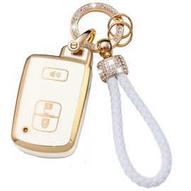 ontto TPU Car key fob cover Compatible with Toyota Toyota 4Runner C-HR Highlander Land Cruiser Prius C Prius V RAV4 Tacoma key holder Smart case Shell keyring keychain styling accessories 3 buttons D