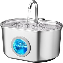 Cat Water Fountain Stainless Steel: 73oz/2.2L Cat Fountain for Drinking- Pet Water Fountain Inside - Automatic Dog Watering Dispenser Bowl - Pet Feeding & Watering Supplies