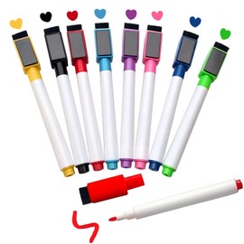 Qualsen Dry Erase Markers, 8 Colors, 8 Markers Pens, Dry Erase Pens, Markers, Blackboard Markers, Fine Point, Water Base, Erasable