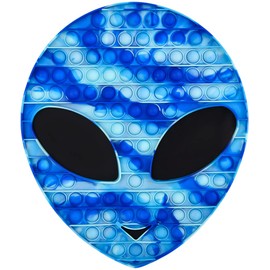 Jumbo Blue And Purple Alien Head Bubble Popper Toy 12"