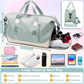 Tokeya Sports Bag 40L Travel Bag for Men and Women with Shoe Compartment Wet Compartment Large Fitness Bag Foldable Waterproof Swimming Bag Training Bag Duffel Bag Weekender Sports Fitness Gym Bag,