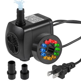 Submersible Water Fountain Pump 15W with LED Lights Aquarium Fish Tank Water Pump 260GPH for Aquarium Pond Statuary Gardens Water Feature Outdoor Fountain