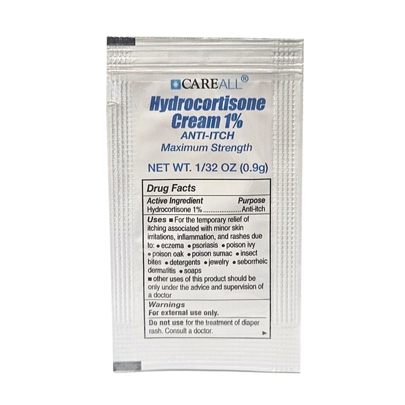 CareAll Hydrocortisone Cream 1% (25 Pack), 0.9gr Foil Packet. Maximum