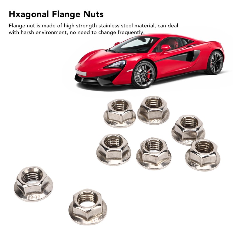40pcs M10x1.25mm Hxagonal Flange Nuts Stainless Steel Rust Resistant Fine