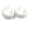White Acrylic Half Hoop Earrings - 40mm D