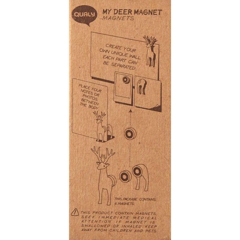 QUALY Oh Deer Kühlschrank-Magnete 6-teilig aus recyceltem Kunststoff, QL10175-BN