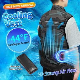 MOSILA Cooling Vest for Men Women with 20,000mAh Battery Pack 12V 2PCS Fan Electric Cooling Air Jacket UV Protection Battery Powered Air Conditioned Clothes Jacket for Hot Weather Outdoor Work-L