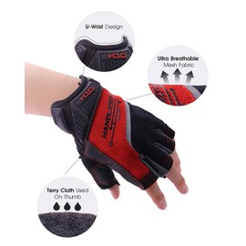HANDLANDY Fingerless Work Gloves for Men, Half Finger Working Glove Grip Shock-Absorbing Breathable Uwrist TPR Anti-Collision Gloves for Mens & Women XL