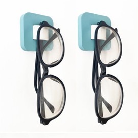 FINDAMAZE Glasses Storage 2 Pack Short Sunglasses Organizer Wall Mounted Glasses Stand/Glasses Holder for Hanging Glasses Glasses Display Blue