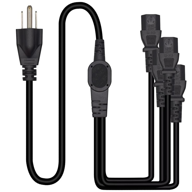 Computer Power Splitter Cord, NEMA 5-15P to 4X C13 -