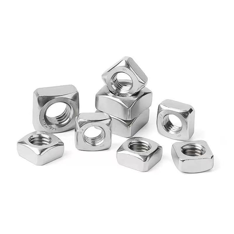 M5-0.8 Square Nuts, M5 Fastener Nuts 304 Stainless, Bright Finish,