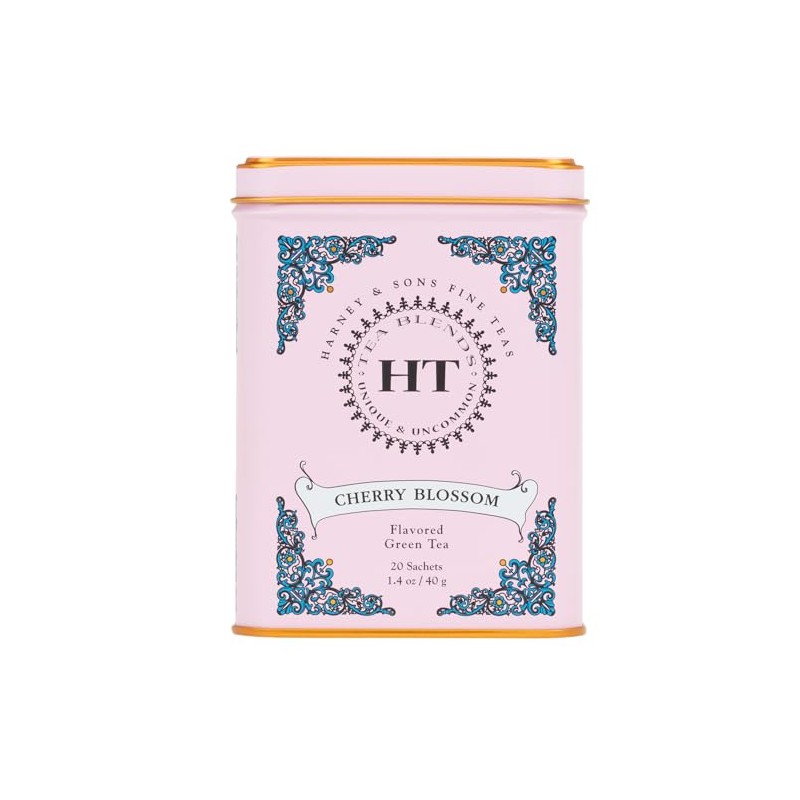 Harney & Sons Caffeinated Blossom Green Tea Tin Sachets Pink