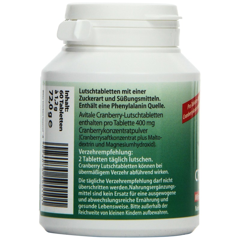 Avitale Cranberry Lutschtabletten, 60 Stück, 1er Pack (1 x 72