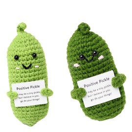 2pcs Emotional Support Pickle, Positive Pickle, Emotional Support Gift, Emotional Support Plush, Positivity Gifts, Emotional Support, Positive Crochet Gift, for Kids, Adults, Pocket Doll