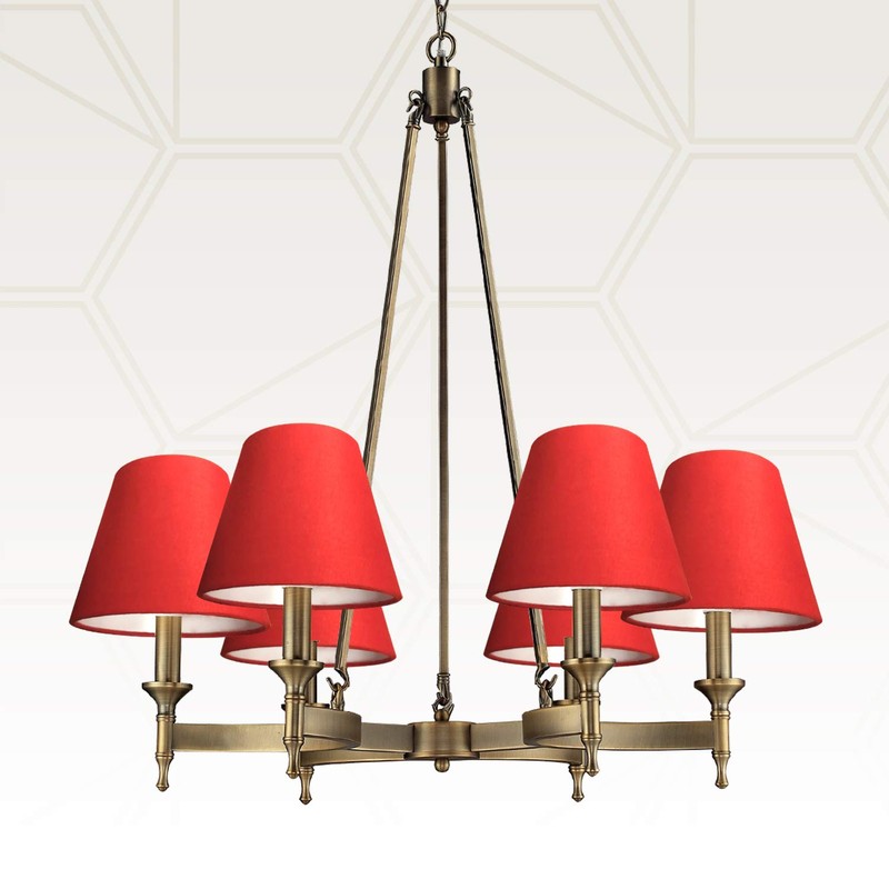 Royal Designs, Inc. Clip On Chandelier Shade CS-1103-6RED-6, Red Fabric,