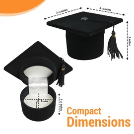 Novel Box Black Novelty Jewelry Ring/Earring Flocked Velvet Graduation Hat Shaped Box - Jewelry Storage Boxes Organizers for Celebration, Graduation, Party, Ceremony, Wedding & Special Occasions