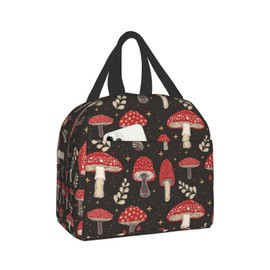 Hulnulnu Cute Mushroom Insulated Lunch Bag Reusable Lunch Box Portable Cooler Lunch Boxes Waterproof Lunch Tote for Picnic Office Work