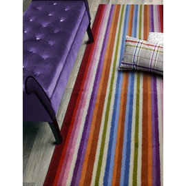Custom Size Hallway Runner Rug, Slip Resistant, 26 Inch Wide X Your Choice of Length, Stripes Colorful, 26 Inch X 24 feet