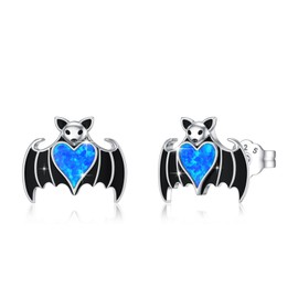 ABIGY Bat Earrings Sterling Silver 925 Earrings Bat Animal Earrings Bat Opal Earrings Bat Jewellery for Women