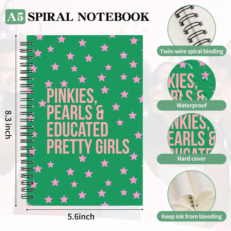 JOHSBYD AKA Sorority Spiral Notebook 2 Pack A5, 1908 Pink