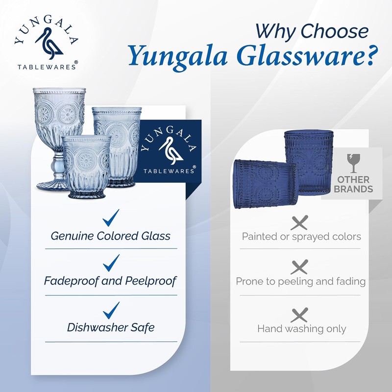 Yungala Blue highball glasses, set of 6, volume - 10oz,