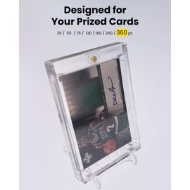 HYARUAT - Portatarjetas magnéticas de 360 pt para tarjetas gruesas – Funda rígida transparente de un toque con imán dorado, protección UV, se adapta a tarjetas de béisbol y deportes (paquete de 1)