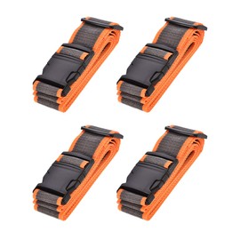 uxcell Luggage Straps Suitcase Belts with Buckle Label, 2x78 2Mx5cm Adjustable PP Travel Bag Packing Accessories, Orange Gray 4Pcs