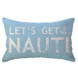 ULOVE LOVE YOURSELF Costal Beach Throw Pillow Cover Let’s Get Nauti Anchor House Decor Cushion Covers Nautical Summer Decorative Lumbar Pillowcases 12x20 inch(Light Blue)