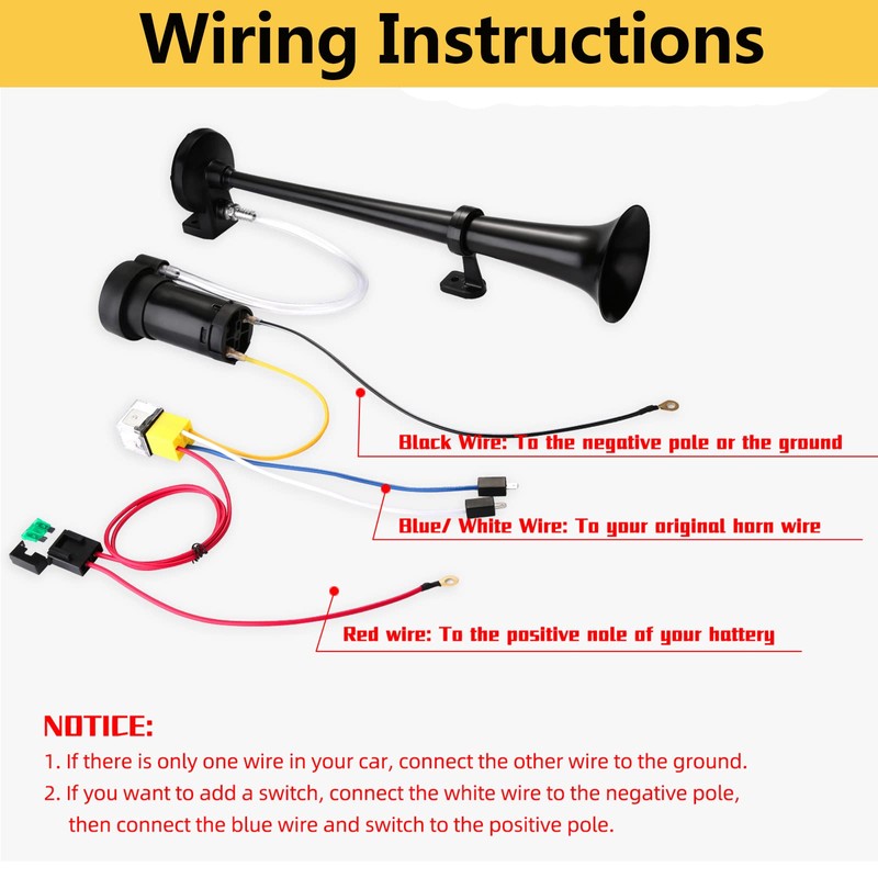 HK 12V 150db Air Train Horn Kit with Compressor Single