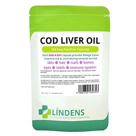 Lindens Cod Liver Oil 1000mg 90 Capsules with Vitamin A & D Quality Supplement