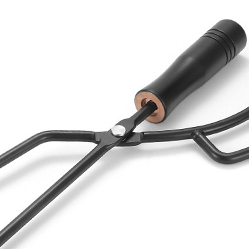 Fire Tong Insulated Wooden Handle Enhanced Grip Log Grabber Firewood