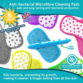 Anti-Bacterial Cleaning Pads by Smith’s® | 6 Pack | Dual-Sided Dish & Multi-Surface Cloth | For Home, Kitchen, Bathroom | Reusable | Non-Scratch | Long Lasting