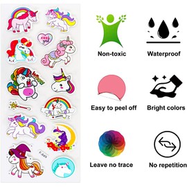 12 Sheets Kids 3D Unicorn Puffy Stickers Party Bag Fillers Boys Girls Teachers as Reward Craft Scrapbooking