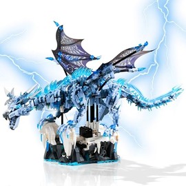Mechanical Ice Dragon Building Set (1646 PCS), Interactive Building Toy with Flapping Wings & LED Lights - Fantasy Model for Home & Office Decor, Birthday for Adults & Kids Age 12+