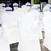 Ruched Swag Back Chair Cover White 160GSM Spandex Polyester, Stretchable